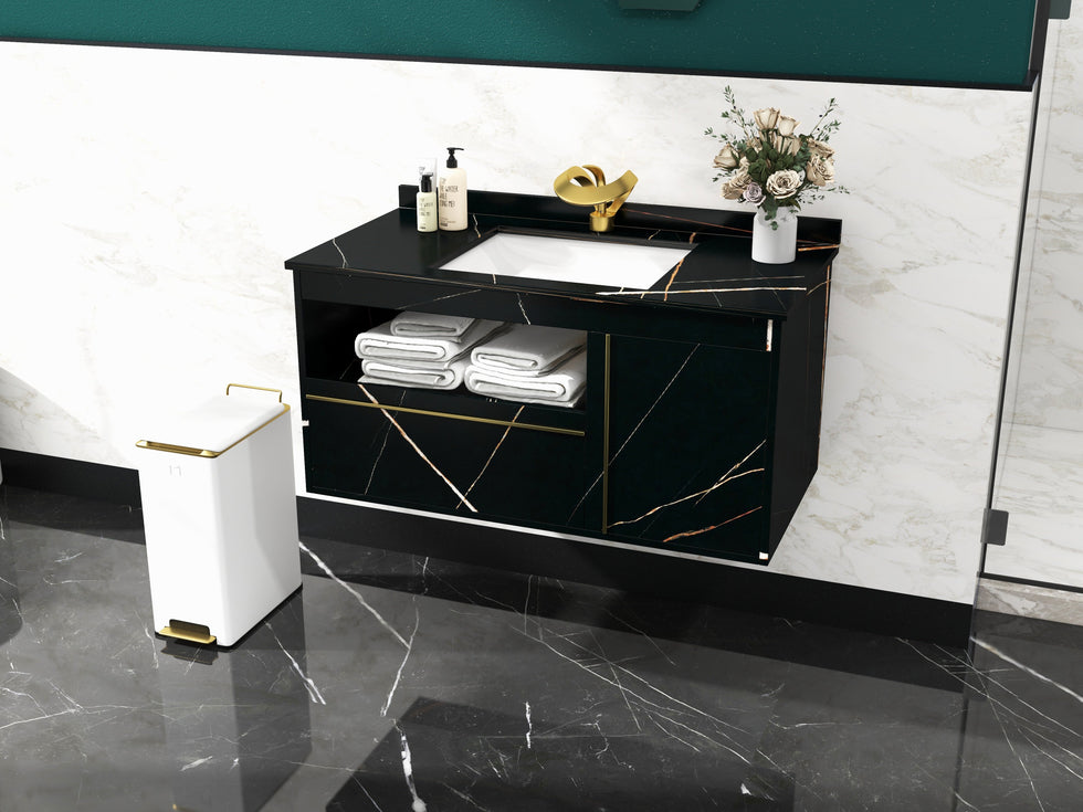 HMR - Waterfall Bathroom Sink Faucet Single Handle Solid Brass
