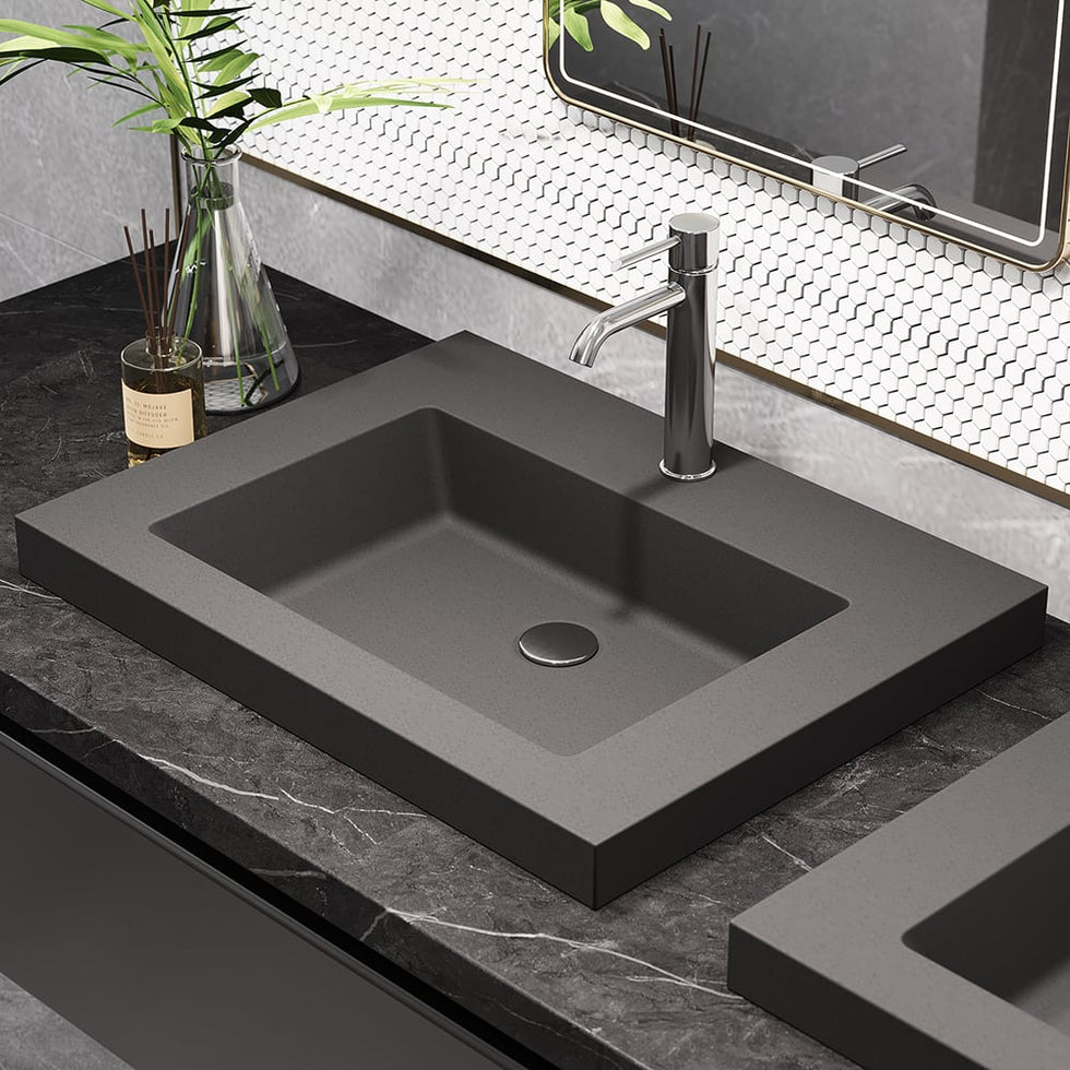 HMR - 23"Rectangular Concrete Drop-in Bathroom Sink