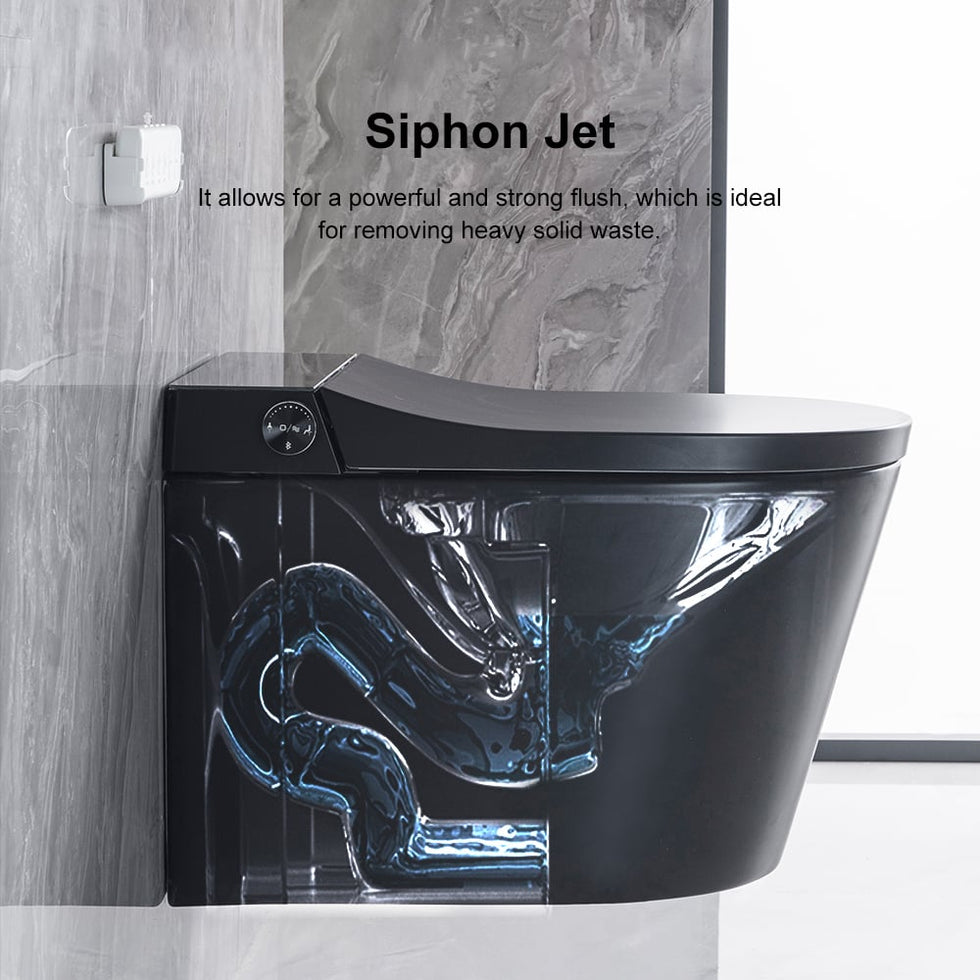 HMR - Set of Two Automatic Wall-Mounted Smart Bidet Toilet with In-Wall Tank Black 1.58 GPF