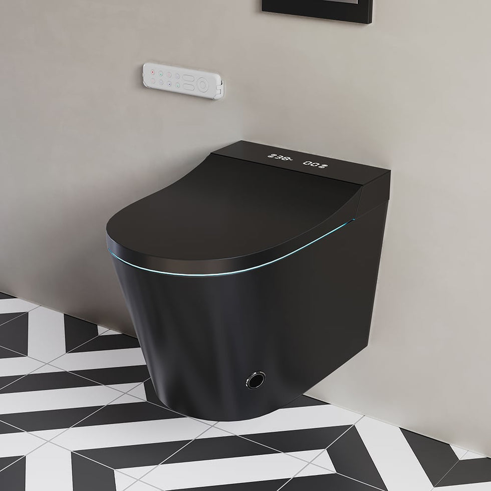 HMR - Set of Two Automatic Wall-Mounted Smart Bidet Toilet with In-Wall Tank Black 1.58 GPF