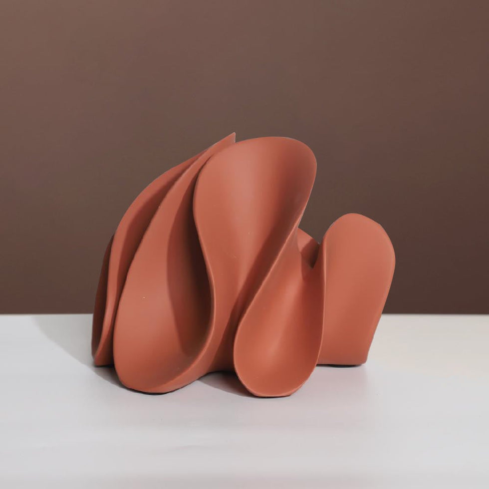 HMR - Modern Orange Resin Abstract Flower Ornament Sculpture Decor Art Home Desk Statue Object