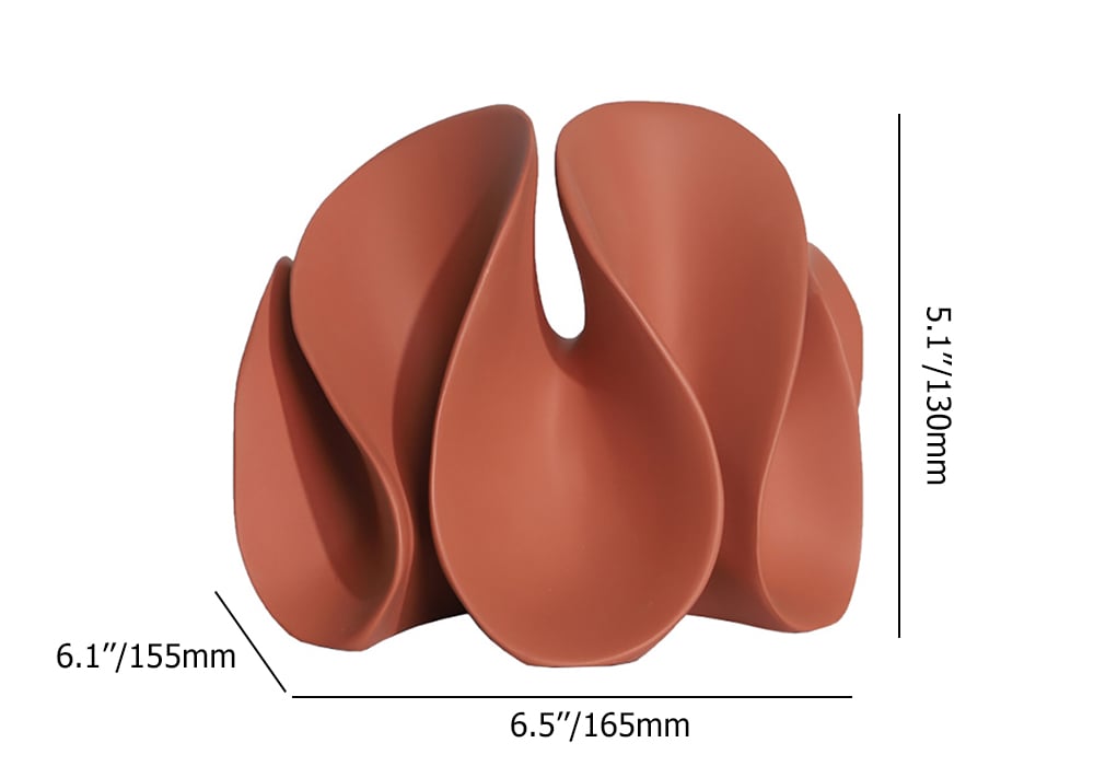 HMR - Modern Orange Resin Abstract Flower Ornament Sculpture Decor Art Home Desk Statue Object