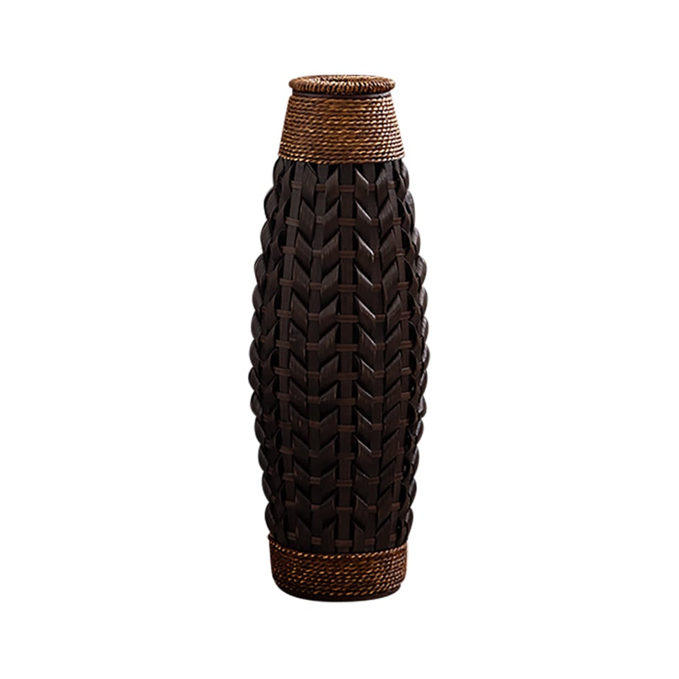 HMR - Rustic Tall Woven Bamboo Rattan Standing Floor Vase Decor Art Living Room