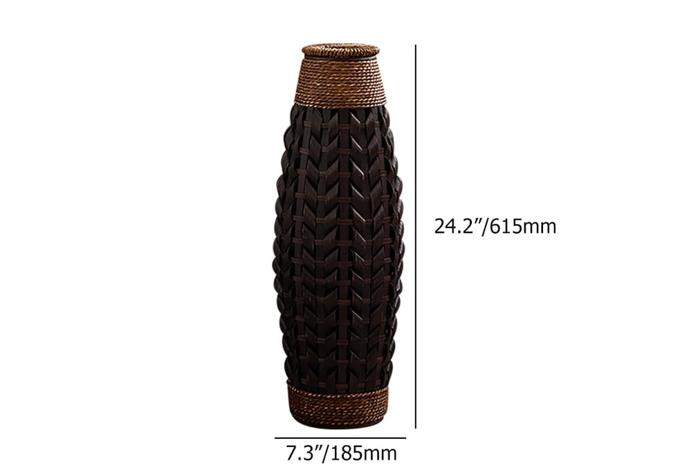 HMR - Rustic Tall Woven Bamboo Rattan Standing Floor Vase Decor Art Living Room