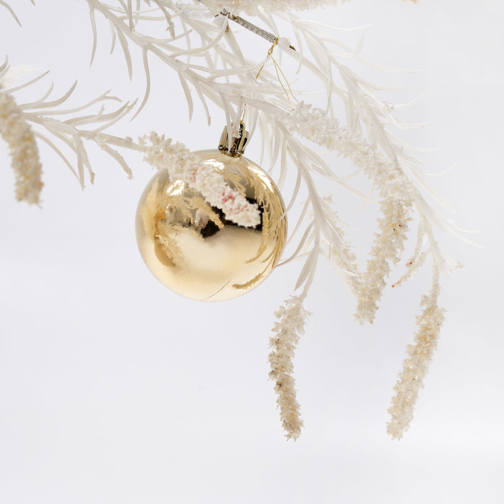 HMR - Christmas Rime Artifical Flower in Vase with Decorative Balls