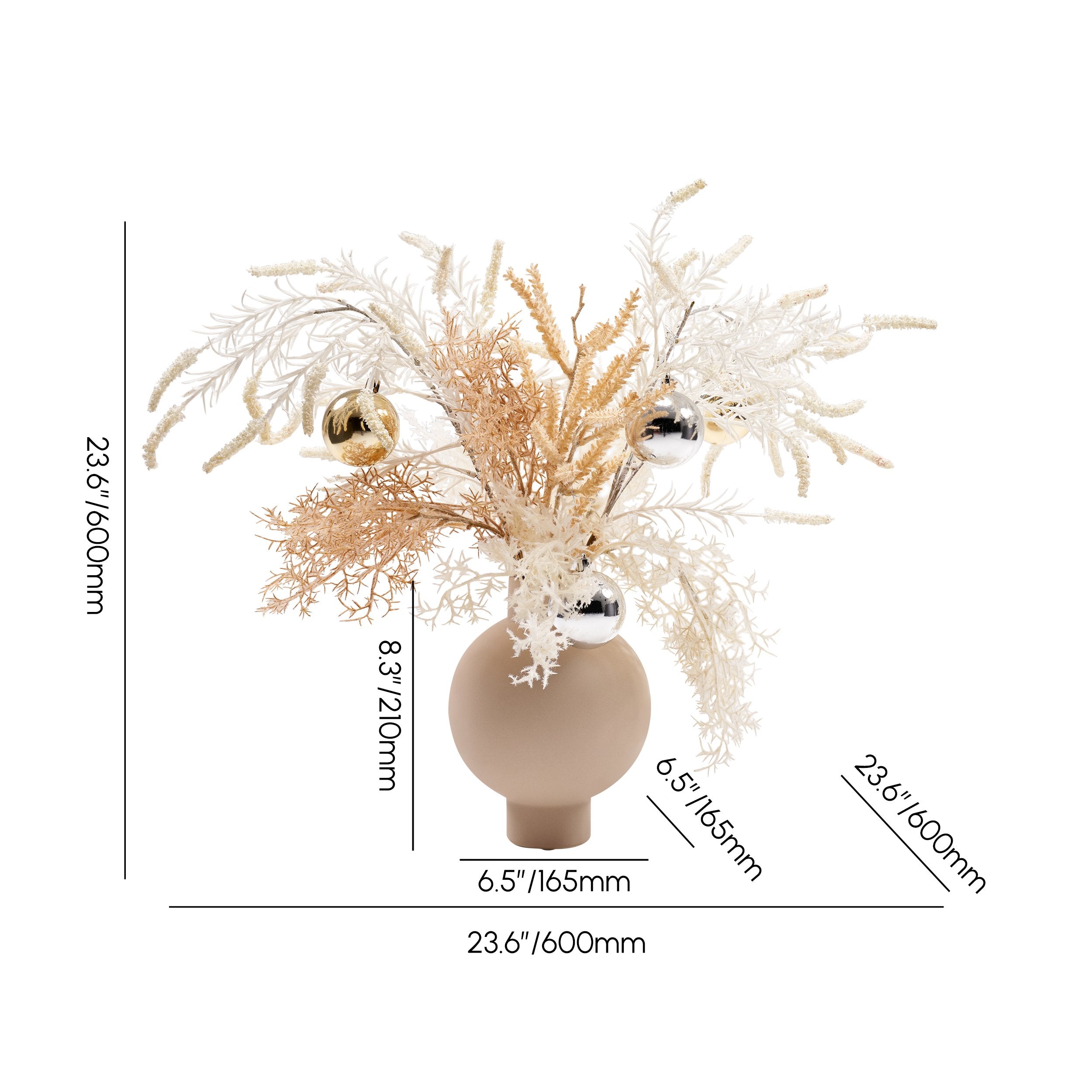 HMR - Christmas Rime Artifical Flower in Vase with Decorative Balls