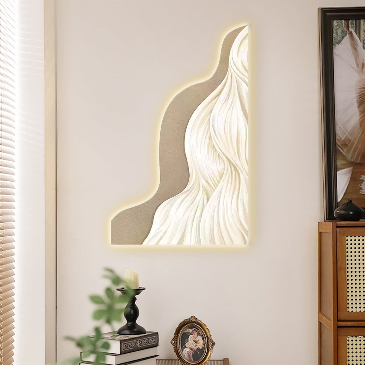 HMR - 39.4" Modern Wall Art Home Decor Built-in LED Lights
