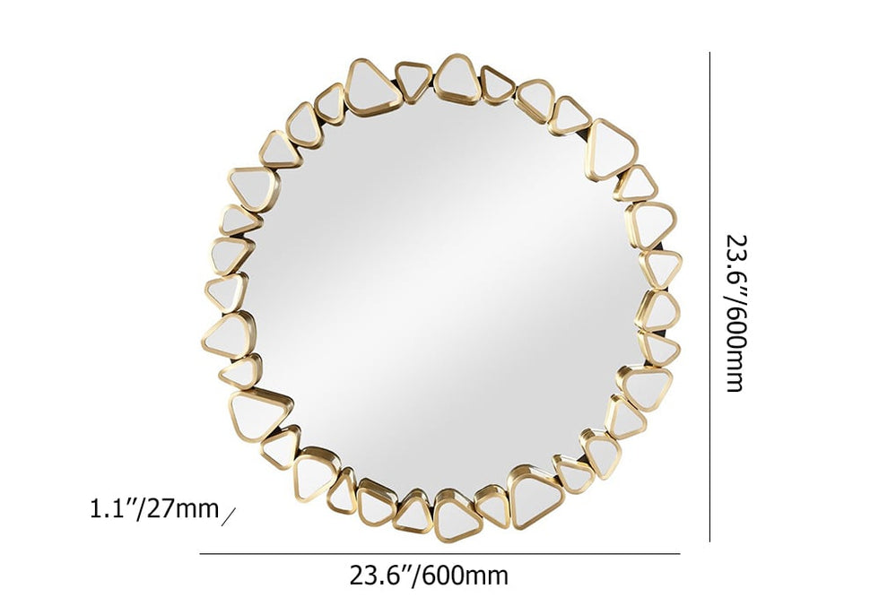 HMR - Modern Large Gold Irregular Pebble Wall Mirror Decor with Geometric Frame Living Room