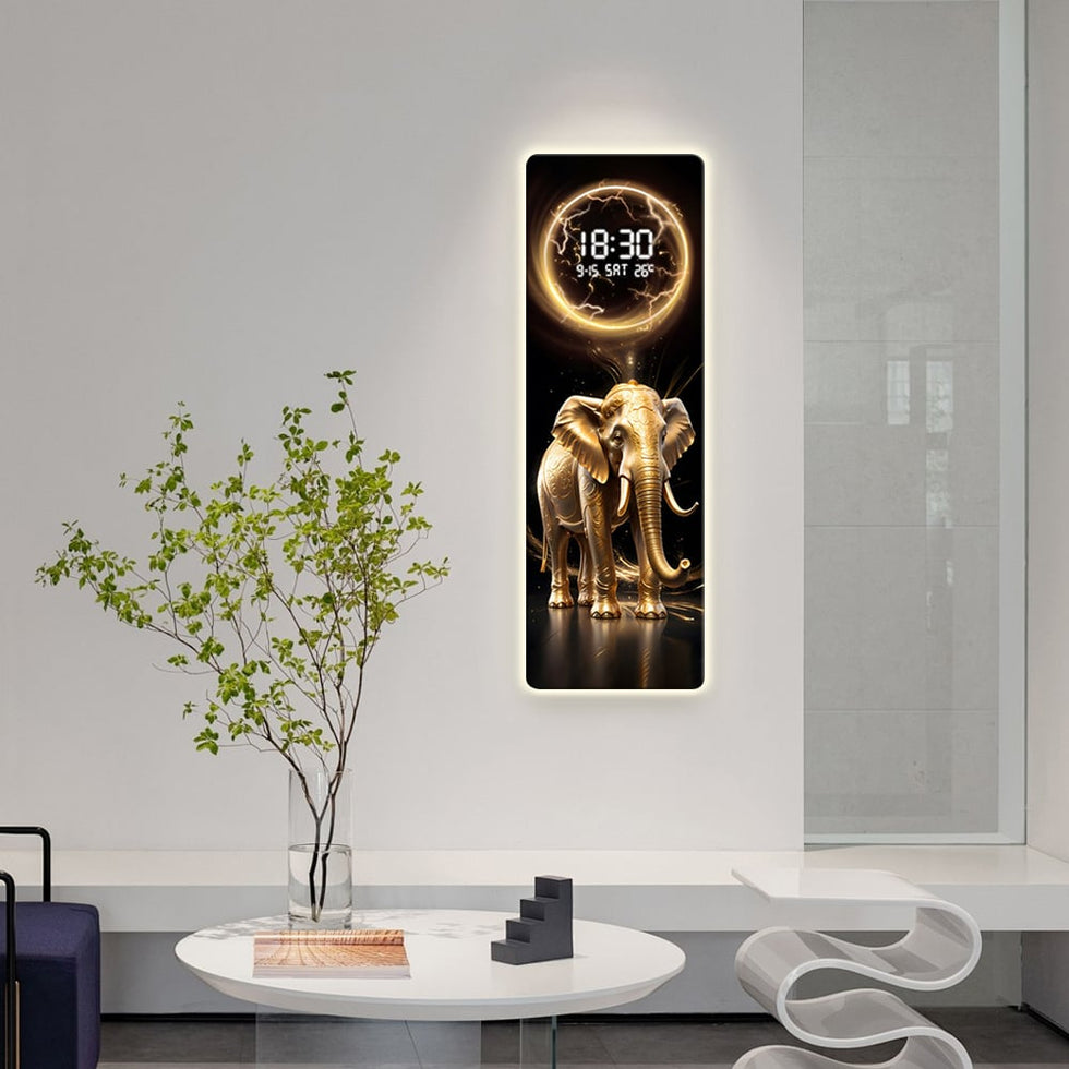 HMR - Modern Elephant Home Decor Digital Wall Clock with LED