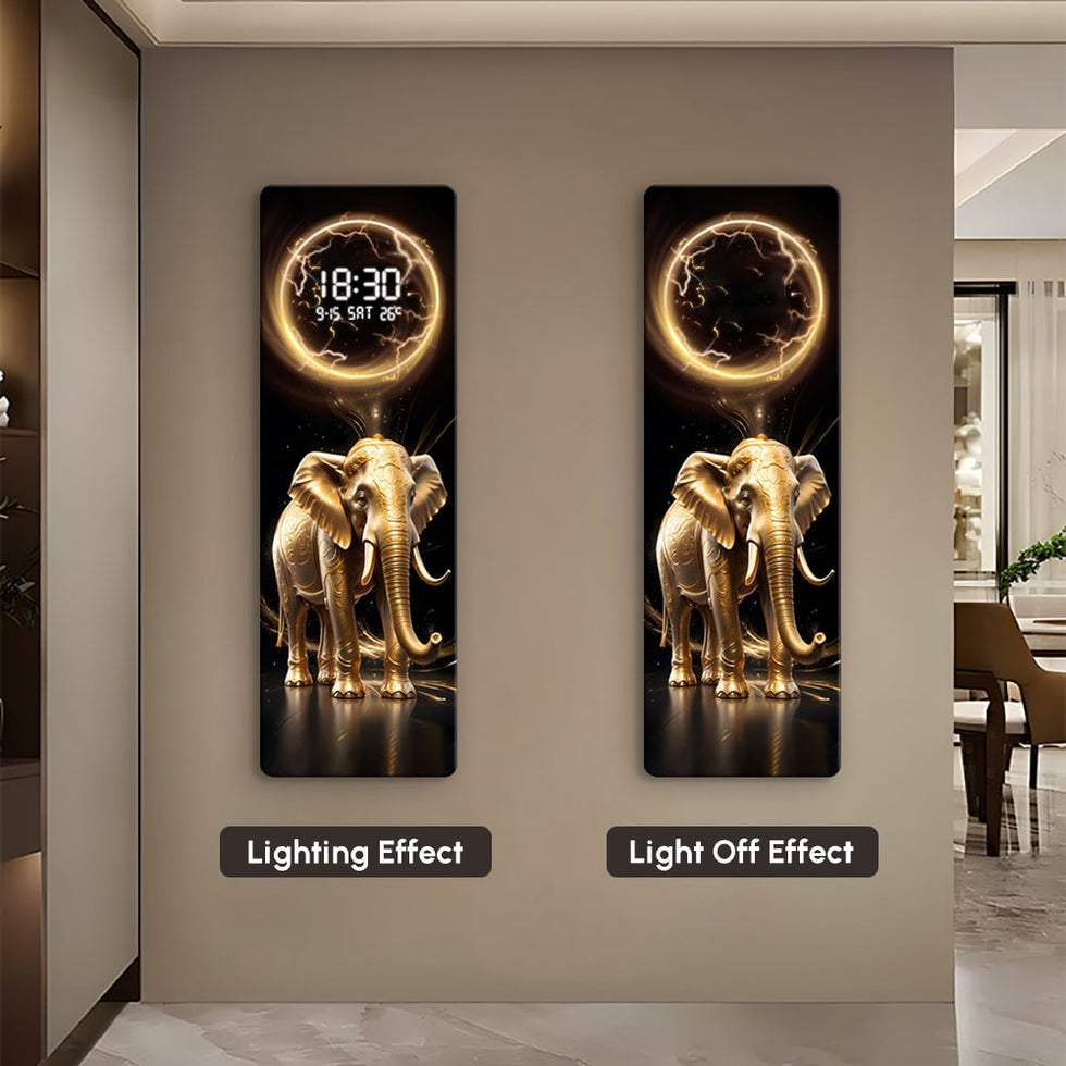 HMR - Modern Elephant Home Decor Digital Wall Clock with LED