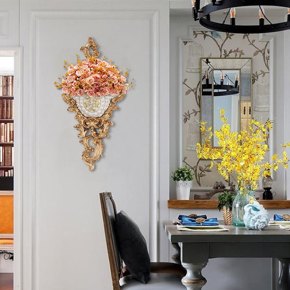 HMR - Shinely 26" European Retro Resin Wall Mount Flower Vase Decor Art Living Dining Room