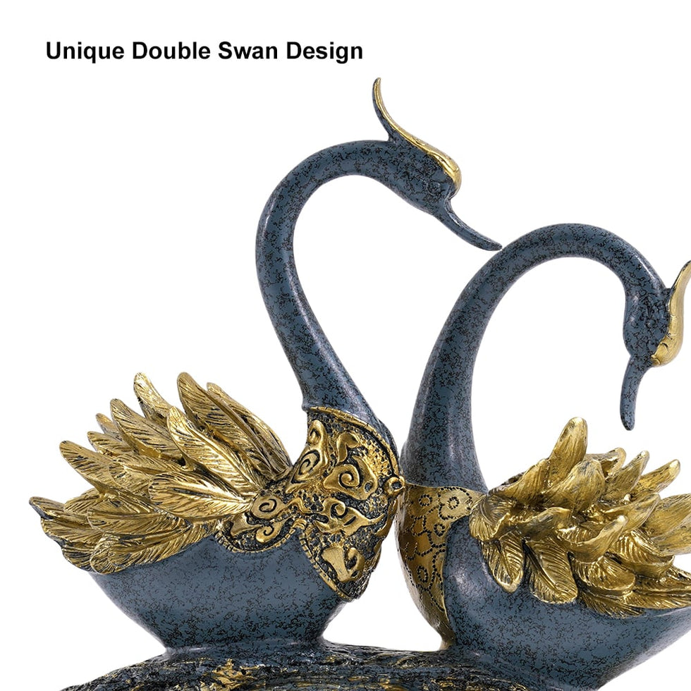 HMR - 14.2" Simulation Couple Swan Sculpture Art Ornament Table Statue Decor