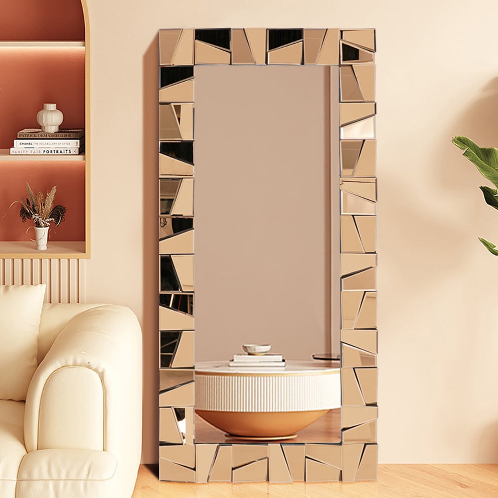 HMR - 31.5" x 63" Oversized Glam Rectangle Full Length Floor Mirror with 3D Glass Frame