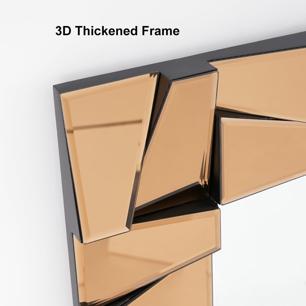 HMR - 31.5" x 63" Oversized Glam Rectangle Full Length Floor Mirror with 3D Glass Frame