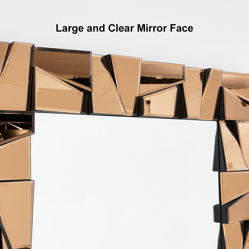 HMR - 31.5" x 63" Oversized Glam Rectangle Full Length Floor Mirror with 3D Glass Frame