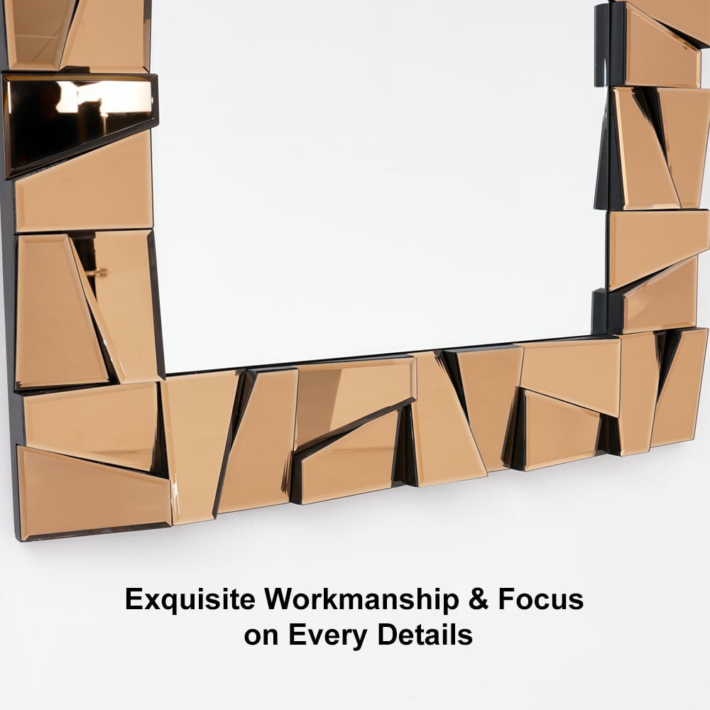 HMR - 31.5" x 63" Oversized Glam Rectangle Full Length Floor Mirror with 3D Glass Frame