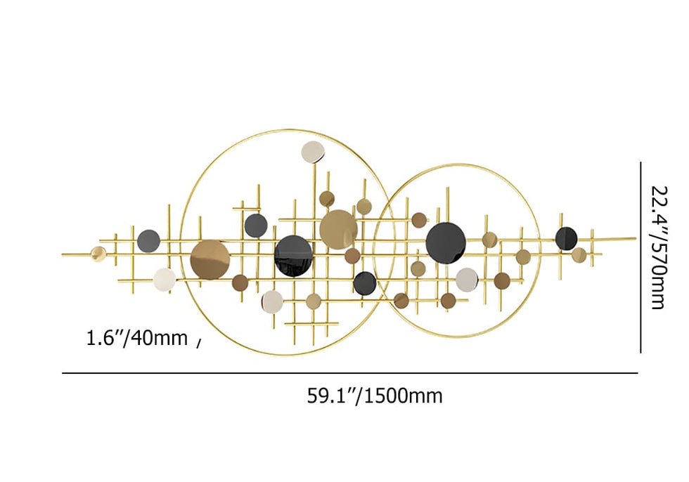 HMR - 3D Glam Big Gold Round Wall Decor Unique Decorative Metal Home Hanging Art Living Room