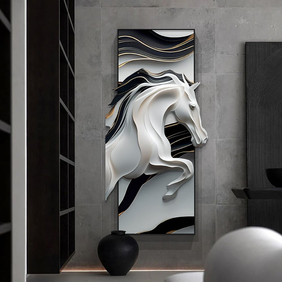 HMR - Creative Abstract Irregular Wall Hanging Decor Black& White Horse Home Decoration