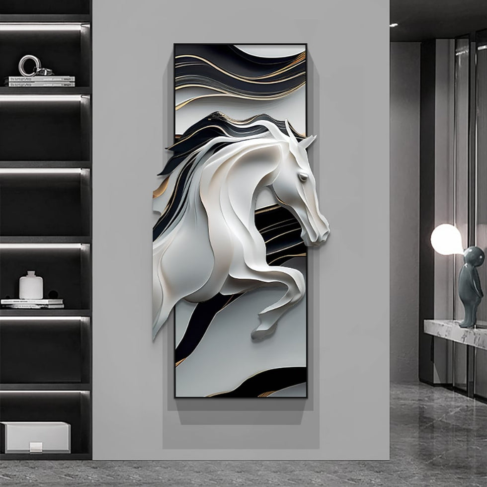 HMR - Creative Abstract Irregular Wall Hanging Decor Black& White Horse Home Decoration