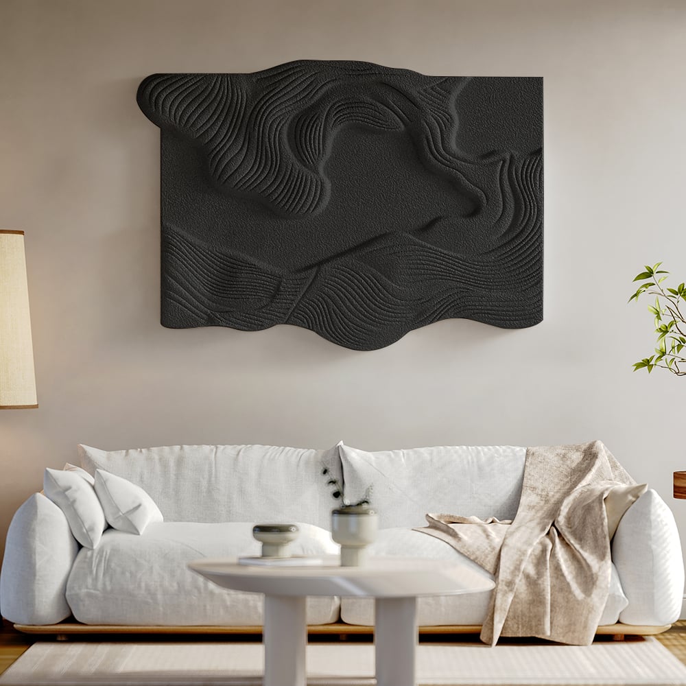 HMR - 3D Sea Waves Texture Painting Art Modern Abstract Ocean Wall Decor Living Room