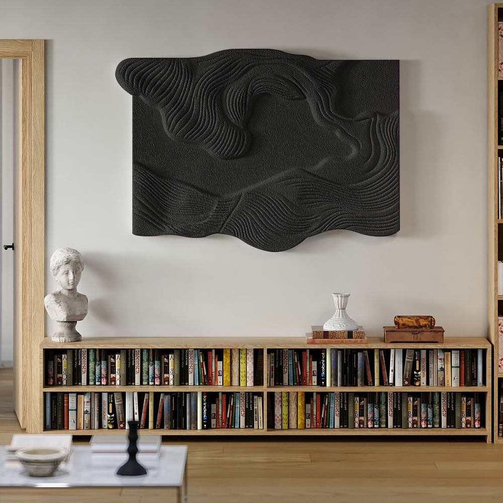 HMR - 3D Sea Waves Texture Painting Art Modern Abstract Ocean Wall Decor Living Room