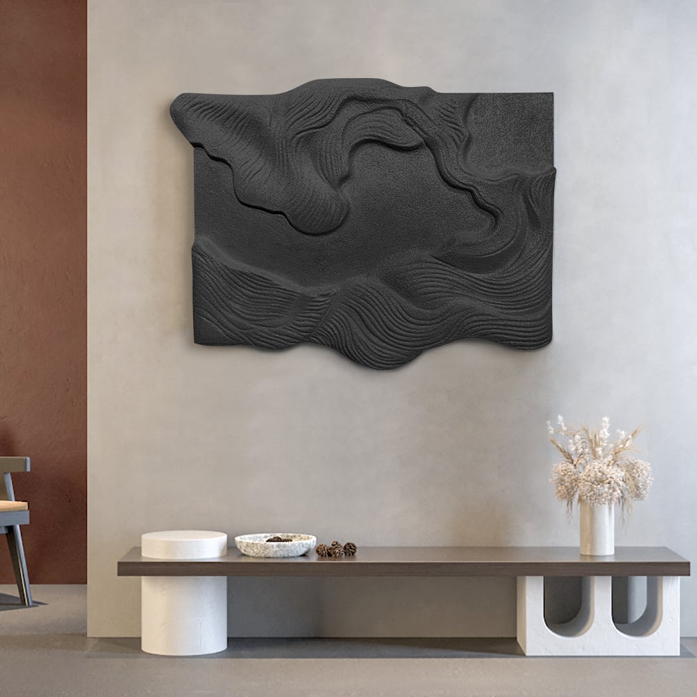 HMR - 3D Sea Waves Texture Painting Art Modern Abstract Ocean Wall Decor Living Room