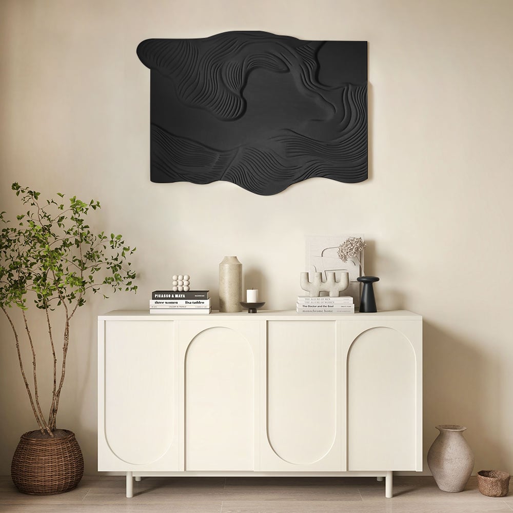 HMR - 3D Sea Waves Texture Painting Art Modern Abstract Ocean Wall Decor Living Room