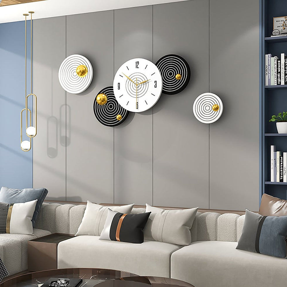 HMR - 20.5" Modern 3D Round Black & White Wall Clock