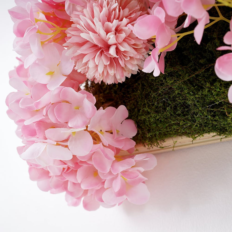 HMR - Pink Fake Flower Arrangements Wall Hanging Decoration Artificial Silk Flower