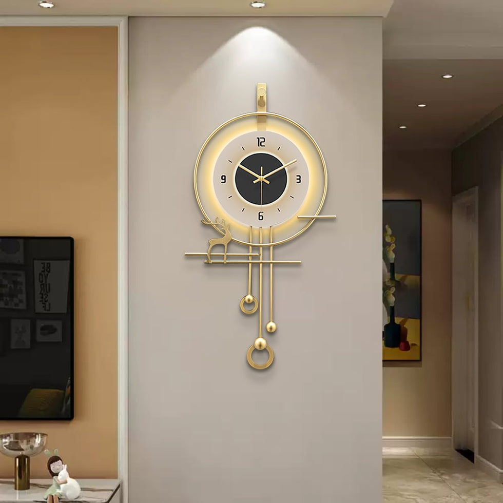HMR - Oversized Modern Wall Decor Digital Wall Clock with LED Light Stripe