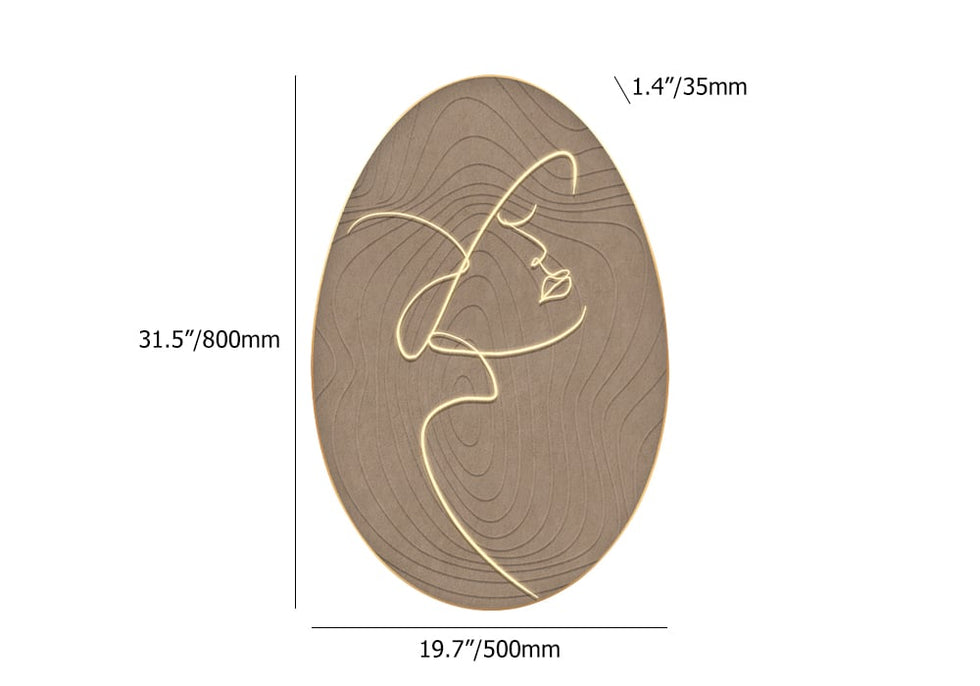 HMR - 31.5" Oval LED Abstract Wall Art Modern Woman Face Sculpture Decor Living Room Bedroom