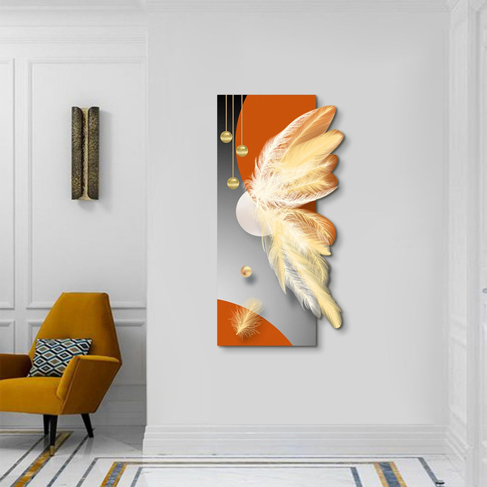 HMR - Modern Home Decor LED Wall Art with Unique Feather Design