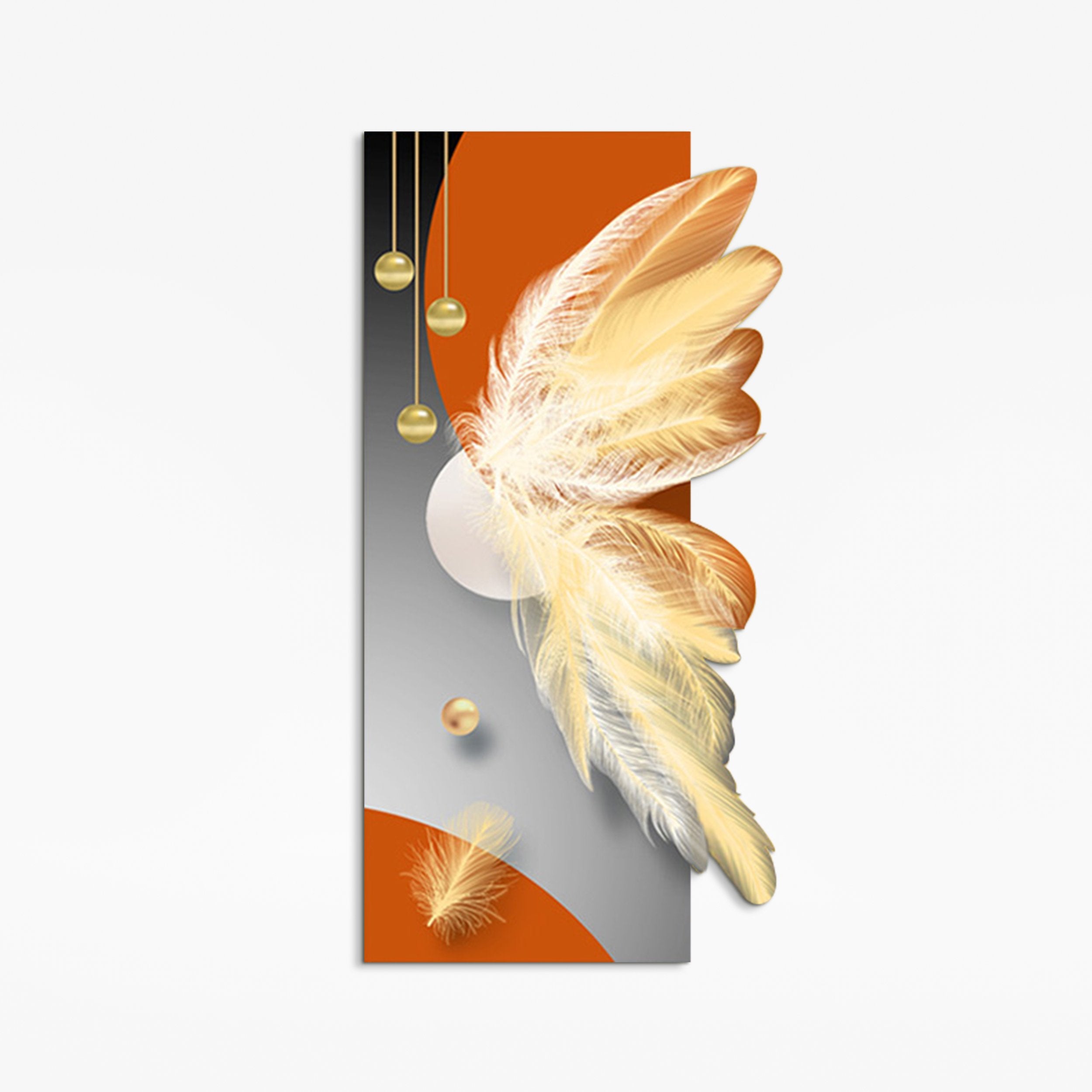 HMR - Modern Home Decor LED Wall Art with Unique Feather Design