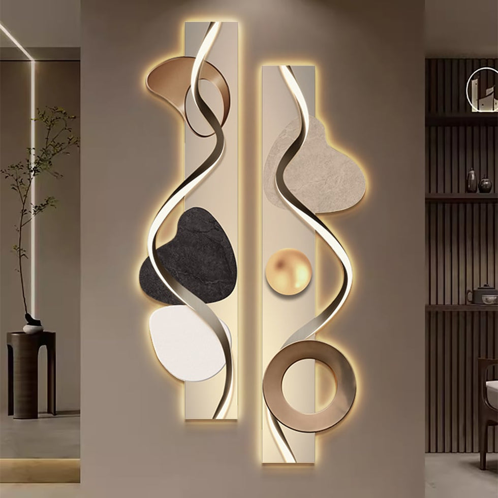 HMR - 39.4" Modern Abstract Geometric Multi-color Acrylic Wall Art with LED Backlighting