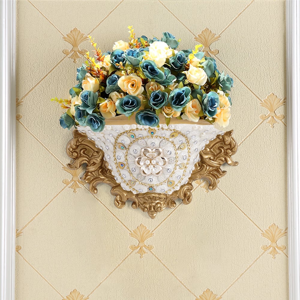 HMR - Shinely 11.2" European Retro Resin Wall Mount Flower Vase Decor Art Living Dining Room