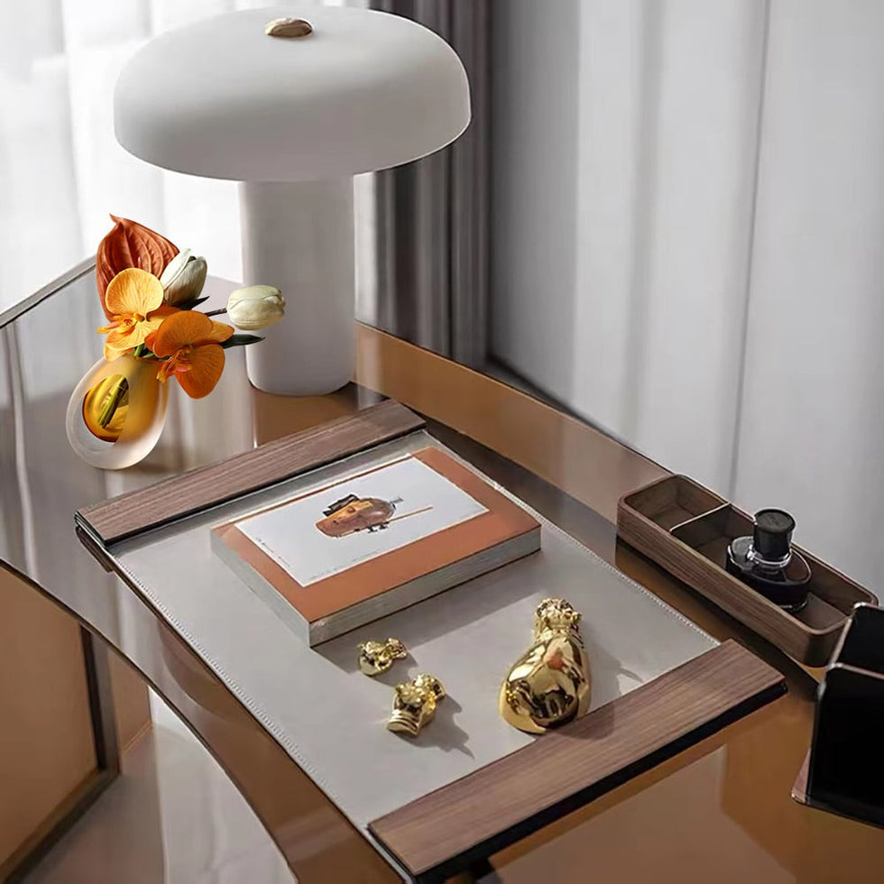 HMR - Orange Artificial Flower Arrangement in Vase Clear Glass Bottle Table Fake Flower Decor