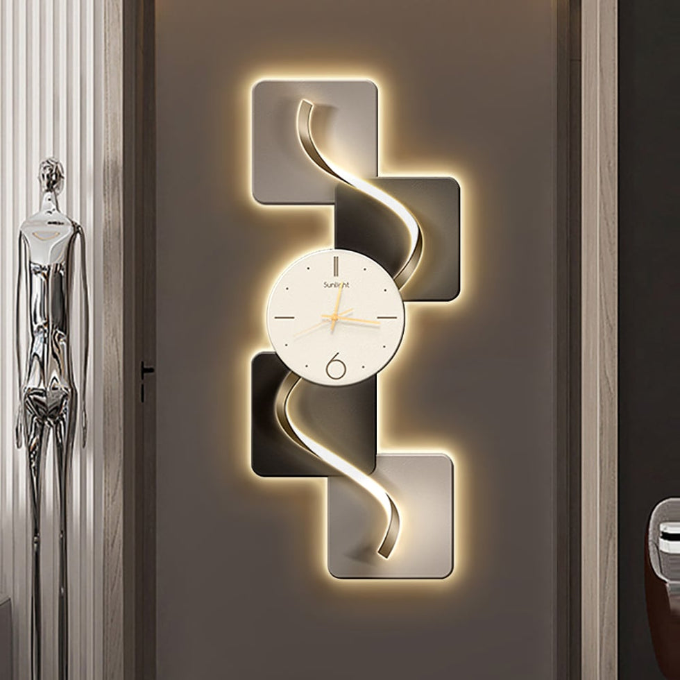 HMR - 39.4" Large Silent Wall Clock Light Modern Abstract Geometric Decor Art Living Room