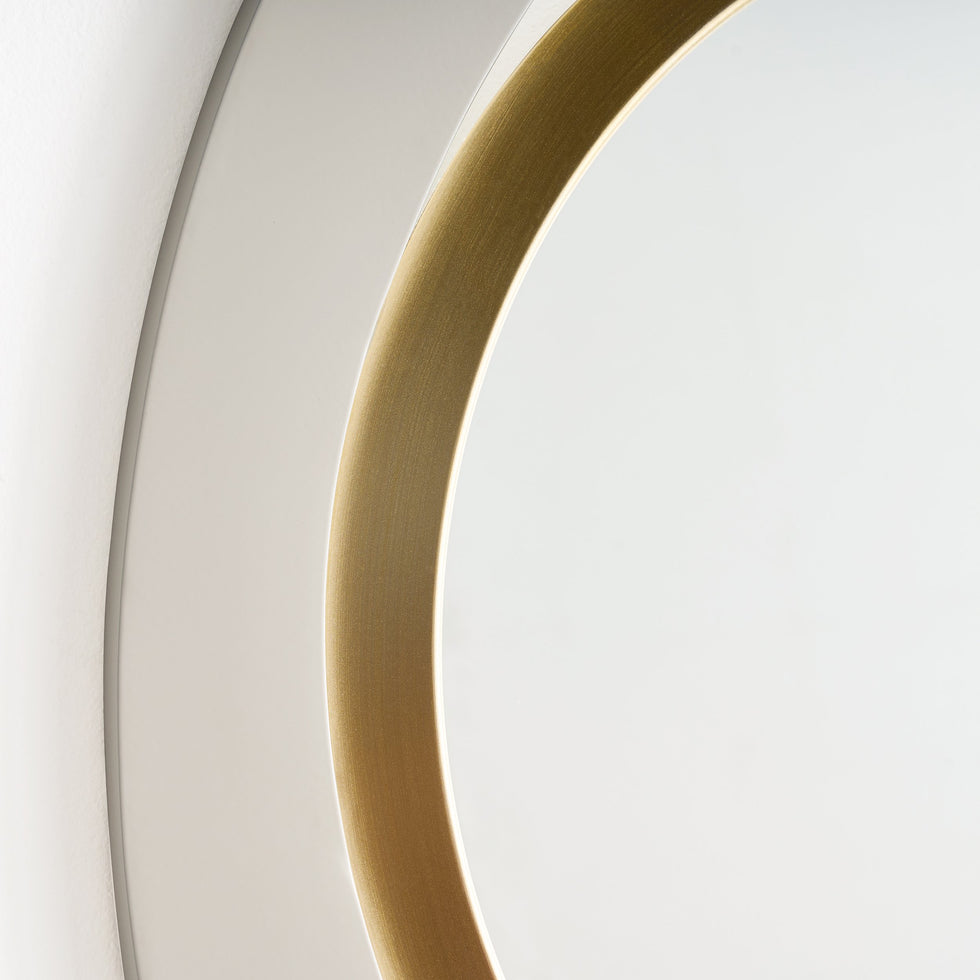 HMR - Modern 4-Piece 23.6" Large White & Gold Abstract Geometry Wall Mirror Decor Living Room