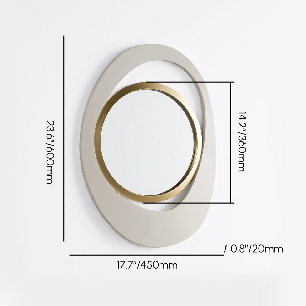 HMR - Modern 4-Piece 23.6" Large White & Gold Abstract Geometry Wall Mirror Decor Living Room