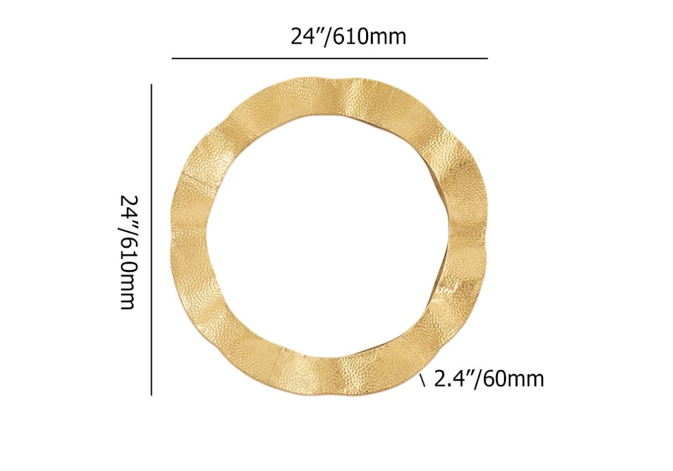 HMR - 24" Large Glam Gold Round Wall Mirror Decor Art for Living Room Bedroom