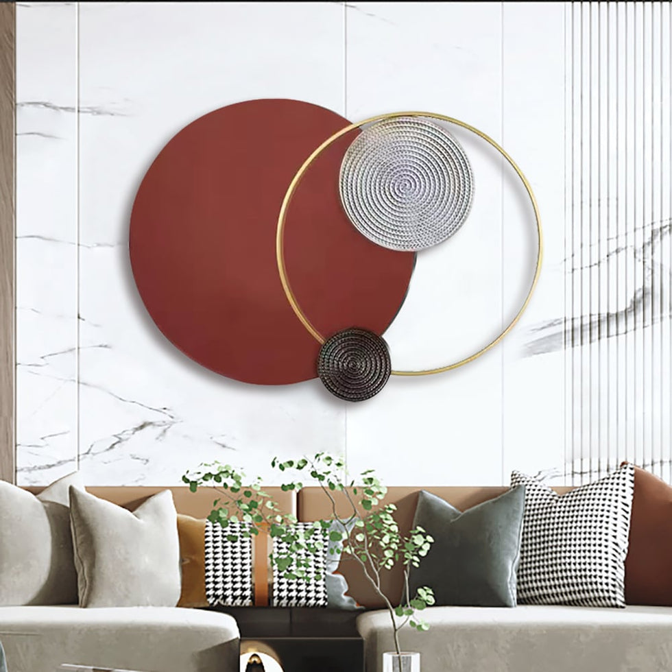 HMR - Modern Big Metal Geometric Circles Wall Decor Unique Home Living Room Hanging Wall Art
