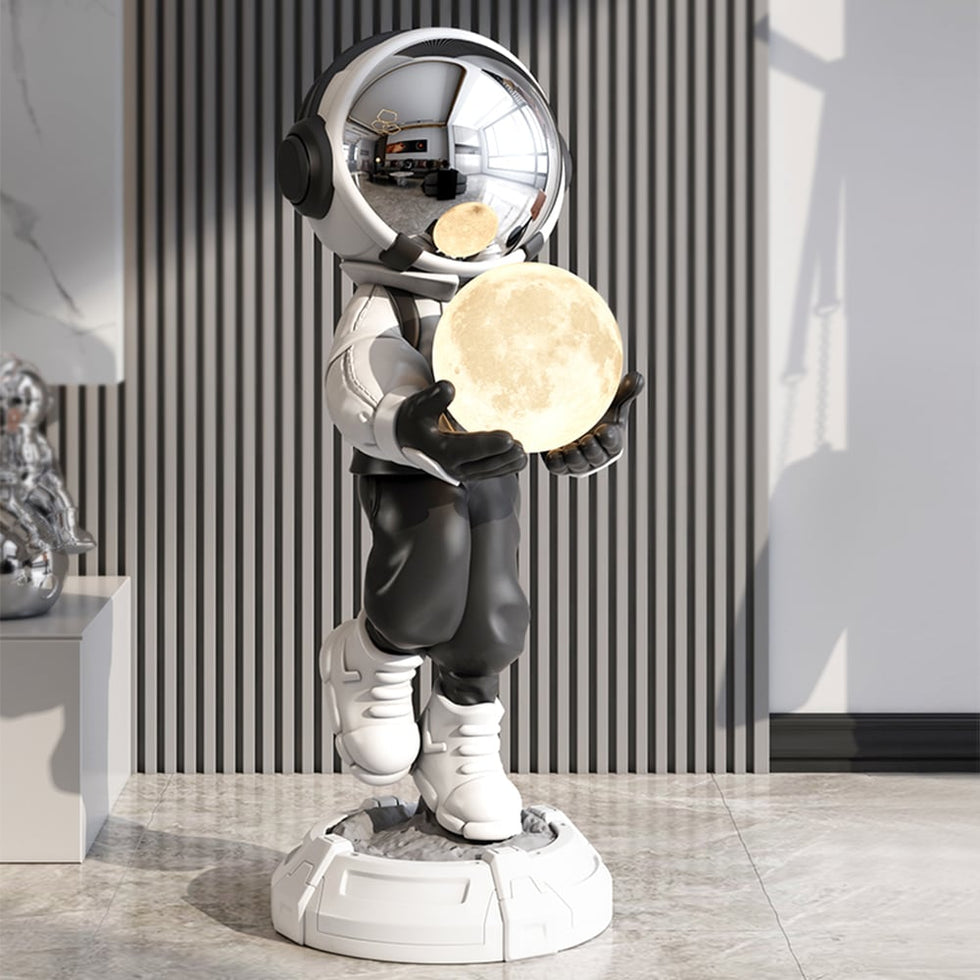 HMR - 28.8" Astronaut Floor Sculpture Figurine Ornament Art Decor with Ball Lamp USB Charging