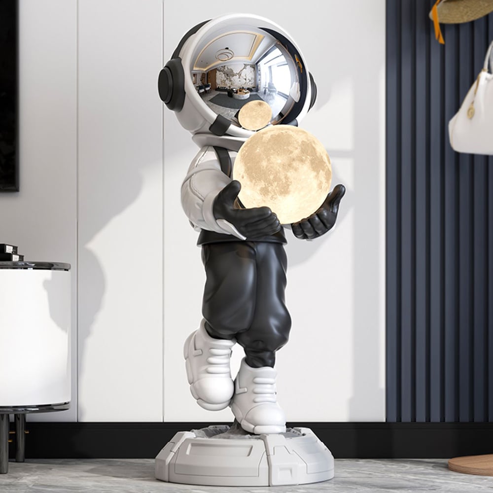 HMR - 28.8" Astronaut Floor Sculpture Figurine Ornament Art Decor with Ball Lamp USB Charging