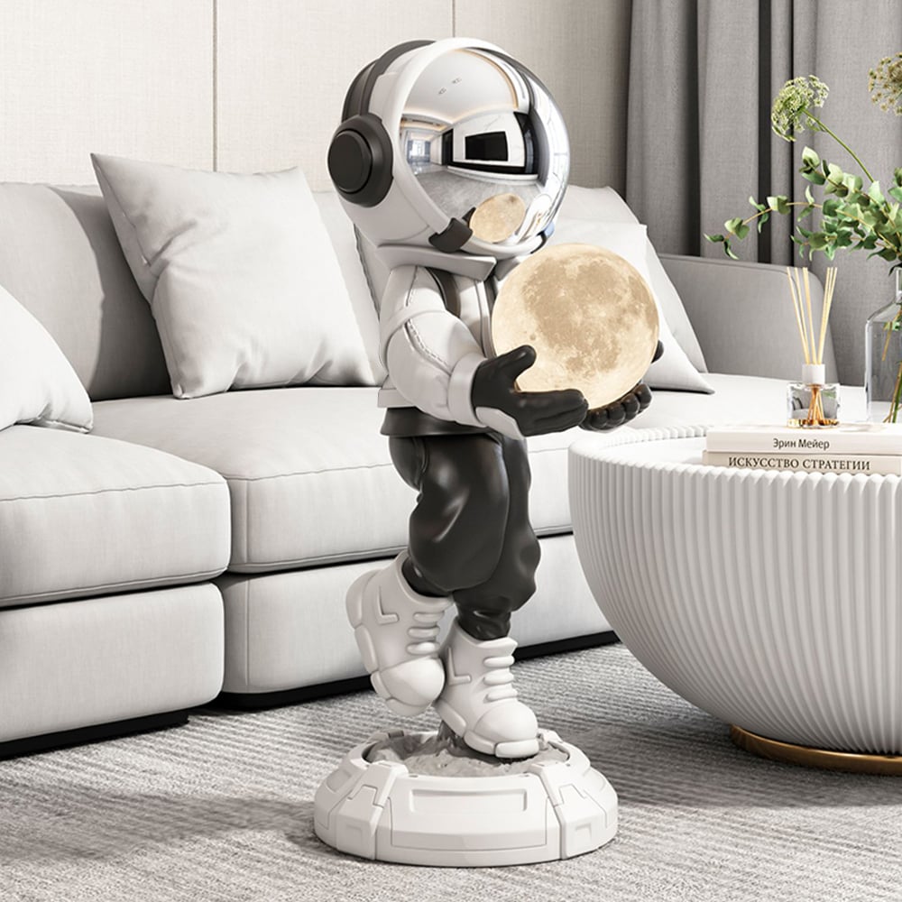 HMR - 28.8" Astronaut Floor Sculpture Figurine Ornament Art Decor with Ball Lamp USB Charging