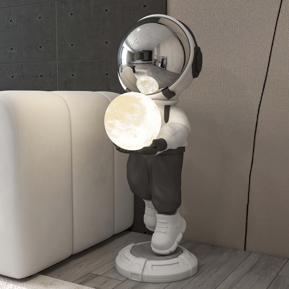 HMR - 28.8" Astronaut Floor Sculpture Figurine Ornament Art Decor with Ball Lamp USB Charging