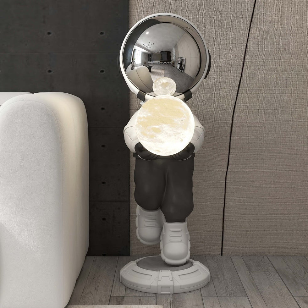 HMR - 28.8" Astronaut Floor Sculpture Figurine Ornament Art Decor with Ball Lamp USB Charging