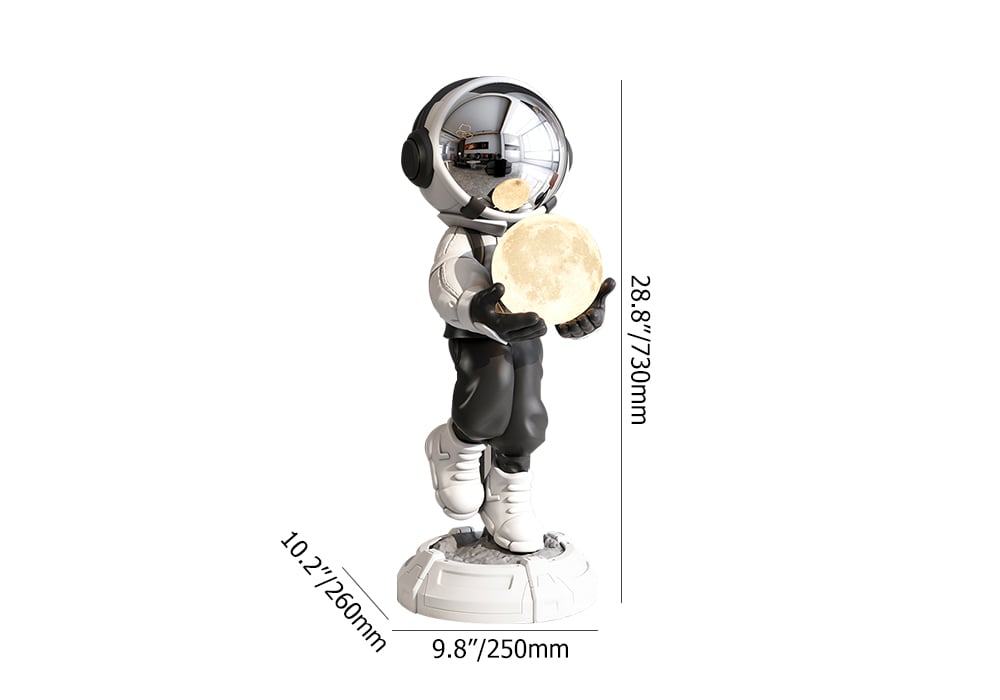 HMR - 28.8" Astronaut Floor Sculpture Figurine Ornament Art Decor with Ball Lamp USB Charging