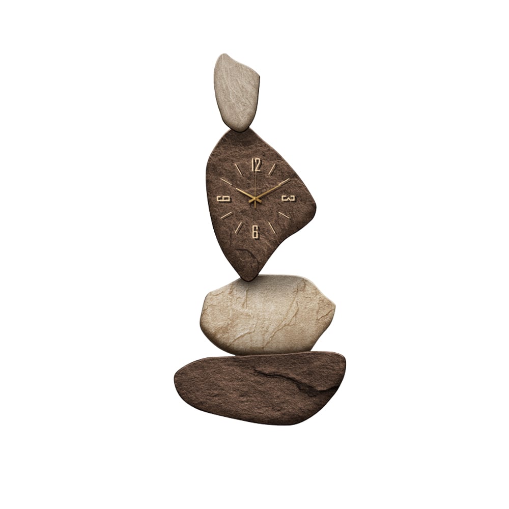 HMR - 32" Large Stone Shape Japandi Wall Clock Unique Irregular Home Decor Art Living Room