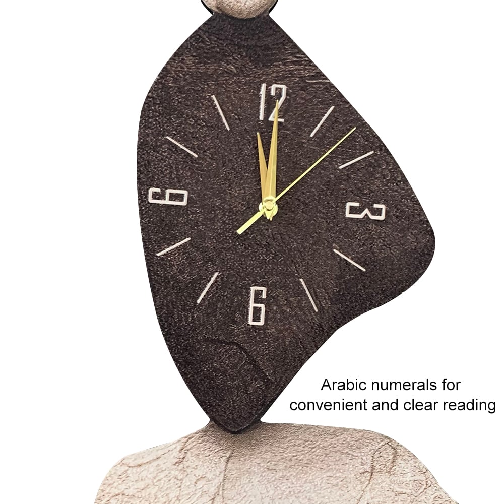 HMR - 32" Large Stone Shape Japandi Wall Clock Unique Irregular Home Decor Art Living Room
