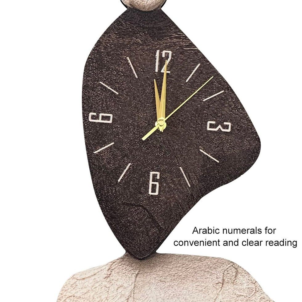 HMR - 32" Large Stone Shape Japandi Wall Clock Unique Irregular Home Decor Art Living Room